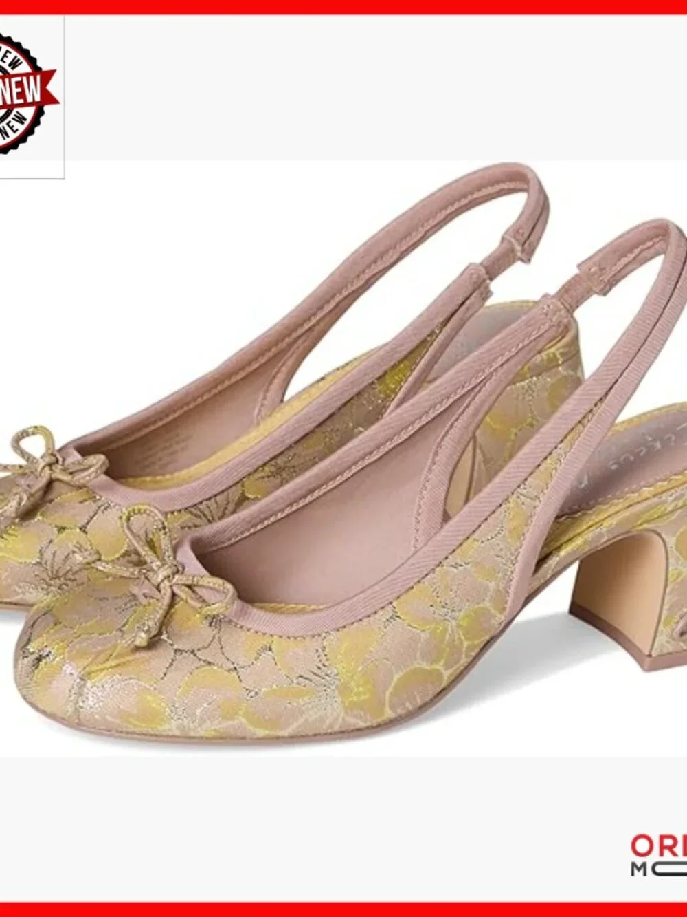 Women's Slingback Pumps with 2.5-Inch Block Heel, Floral Print